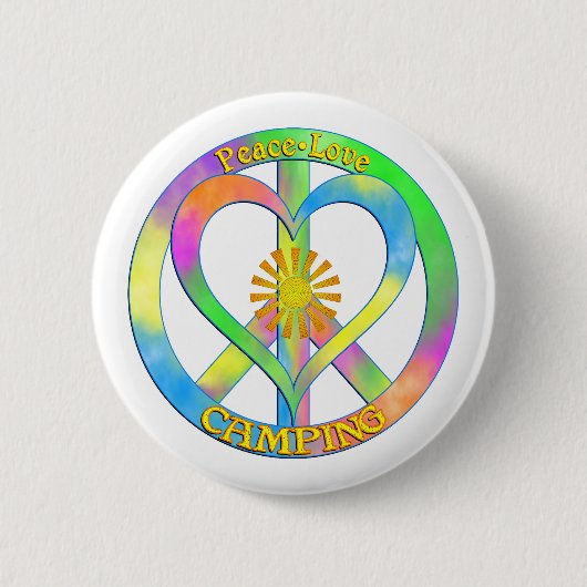 Peace Love Camping Ronde Button 5,7 Cm (Voorkant)