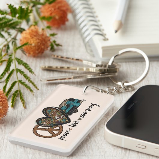 Peace Love Camping Sleutelhanger (Voorkant Rechts)