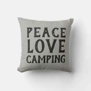 PEACE LOVE CAMPING typografie   buitenkussen