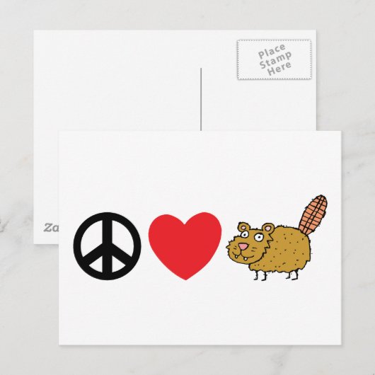 Peace Love Canadian Beaver Briefkaart (Voorkant / Achterkant)