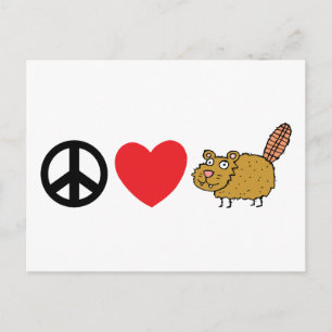 Peace Love Canadian Beaver Briefkaart