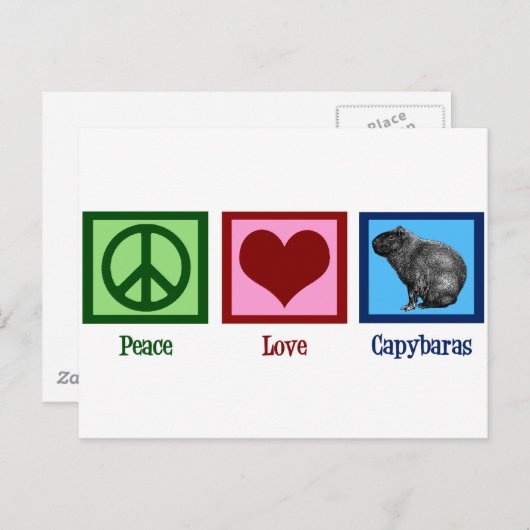 Peace Love Capybaras Briefkaart (Voorkant / Achterkant)