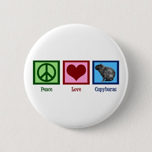 Peace Love Capybaras Ronde Button 5,7 Cm (Voorkant)