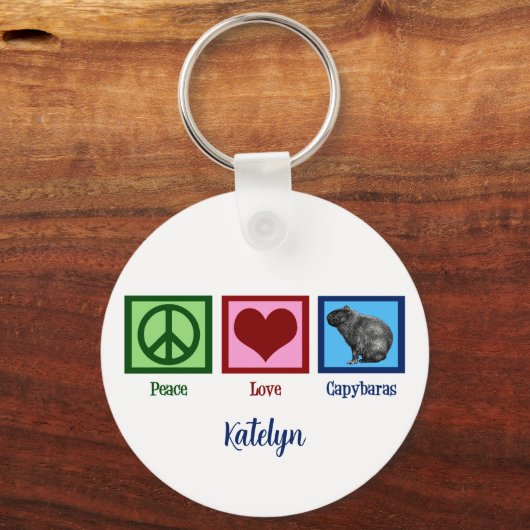 Peace Love Capybaras Sleutelhanger (Voorkant)