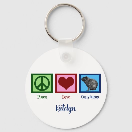 Peace Love Capybaras Sleutelhanger (Achterkant)