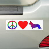 Peace Love Cardigan Welsh Corgis Bumpersticker (Op auto)