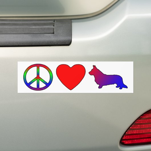 Peace Love Cardigan Welsh Corgis Bumpersticker (Op auto)
