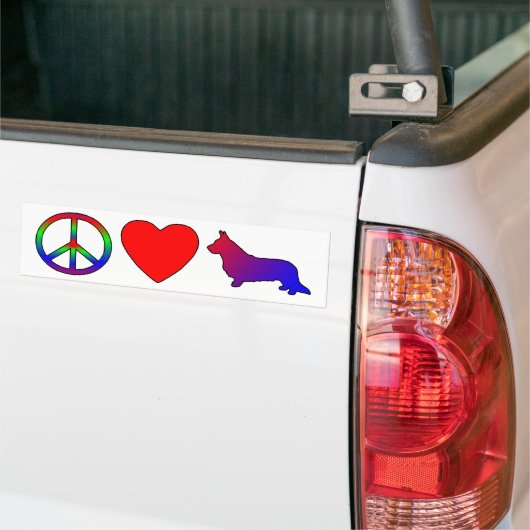Peace Love Cardigan Welsh Corgis Bumpersticker (Op Truck)