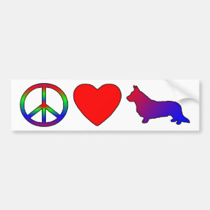 Peace Love Cardigan Welsh Corgis Bumpersticker