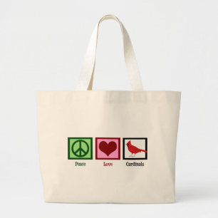 Peace Love Cardinals Grote Tote Bag