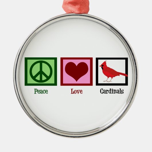 Peace Love Cardinals Metalen Ornament (Voorkant)