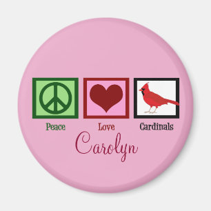 Peace Love Cardinals Persoonlijk Roze Magneet