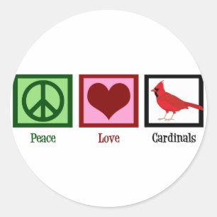 Peace Love Cardinals Ronde Sticker