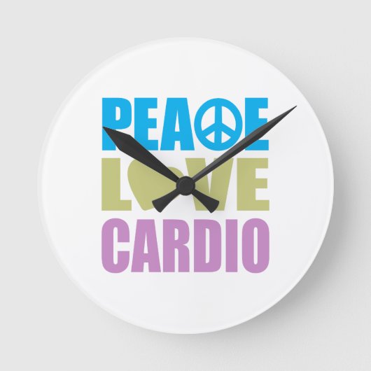 Peace Love Cardio Ronde Klok (Voorkant)