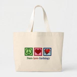 Peace Love Cardiology Heart Surgeon Hartslag Grote Tote Bag