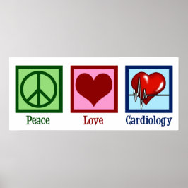Peace Love Cardiology Heart Surgeon Hartslag Poster