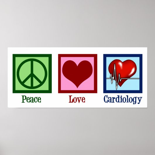Peace Love Cardiology Heart Surgeon Hartslag Poster (Voorkant)