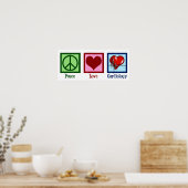 Peace Love Cardiology Heart Surgeon Hartslag Poster (Keuken)