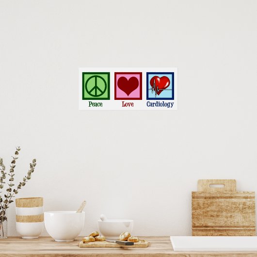 Peace Love Cardiology Heart Surgeon Hartslag Poster (Keuken)