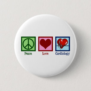Peace Love Cardiology Heart Surgeon Hartslag Ronde Button 5,7 Cm