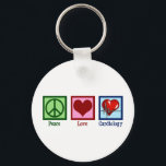 Peace Love Cardiology Heart Surgeon Hartslag Sleutelhanger<br><div class="desc">Cute cardiology kantoor gift voor een cardioloog arts met een vredes-,  hart- en rode hartslag. Een cool cardiothoracaal ontwerp voor een cardiovasculaire chirurg of cardiale ICU in een ziekenhuis. Orde uw favoriete arts of verpleegkundige.</div>