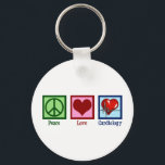 Peace Love Cardiology Heart Surgeon Hartslag Sleutelhanger<br><div class="desc">Cute cardiology kantoor gift voor een cardioloog arts met een vredes-,  hart- en rode hartslag. Een cool cardiothoracaal ontwerp voor een cardiovasculaire chirurg of cardiale ICU in een ziekenhuis. Orde uw favoriete arts of verpleegkundige.</div>