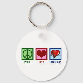 Peace Love Cardiology Heart Surgeon Hartslag Sleutelhanger