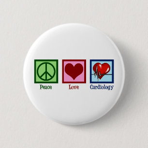 Peace Love Cardiology Heart Surgeon Heartbeat Ronde Button 5,7 Cm