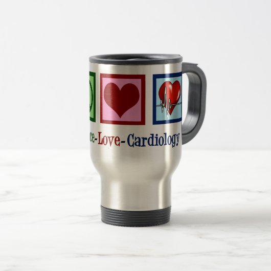 Peace Love Cardiology-kerst Reisbeker (Voorkant rechts)