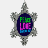 Peace Love Cardiology Tin Sneeuwvlok Ornament (Links)