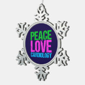 Peace Love Cardiology Tin Sneeuwvlok Ornament (Rechts)