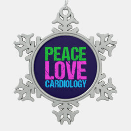 Peace Love Cardiology Tin Sneeuwvlok Ornament