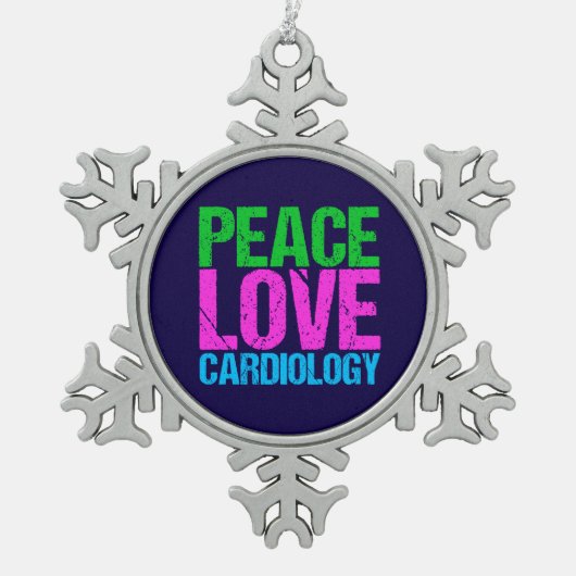 Peace Love Cardiology Tin Sneeuwvlok Ornament (Voorkant)