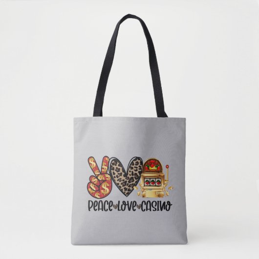 Peace Love Casino over Grey Tote Bag (Voorkant)