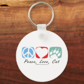 Peace Love Cat Sleutelhanger (Voorkant)