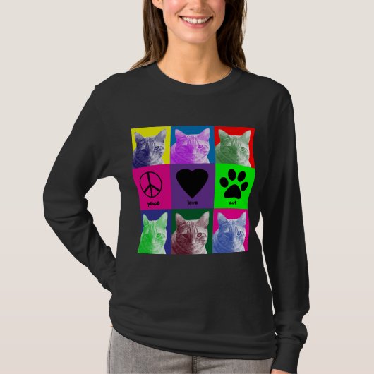 Peace Love Cat T-shirt (Voorkant)