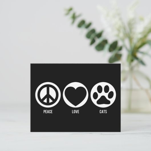 Peace Love Cats Briefkaart (Staand voorkant)