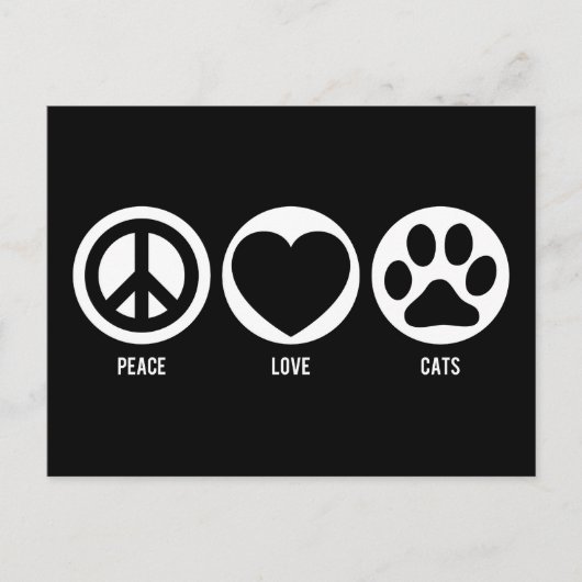 Peace Love Cats Briefkaart (Voorkant)
