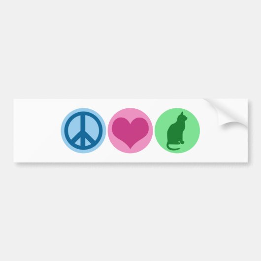 Peace Love Cats Bumpersticker (Voorkant)