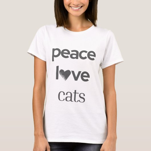 Peace Love Cats | Cat Mom Lover Modern Statement T-shirt (Voorkant)