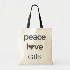 Peace Love Cats | Cat Mom Lover Modern Statement Tote Bag
