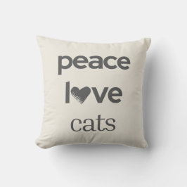 Peace Love Cats | Cream Cat Lover Modern Graphic Kussen