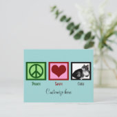 Peace Love Cats Cute Custom Blauwgroen Briefkaart (Staand voorkant)
