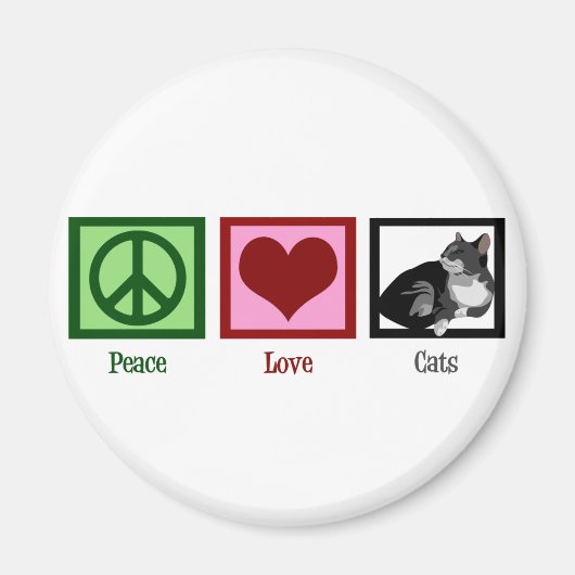 Peace Love Cats Cute Magneet (Voorkant)