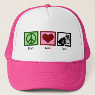 Peace Love Cats Cute Trucker Pet
