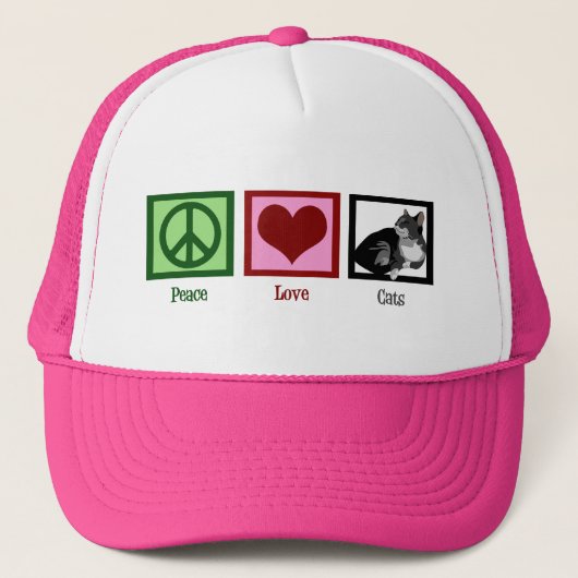 Peace Love Cats Cute Trucker Pet (Voorkant)