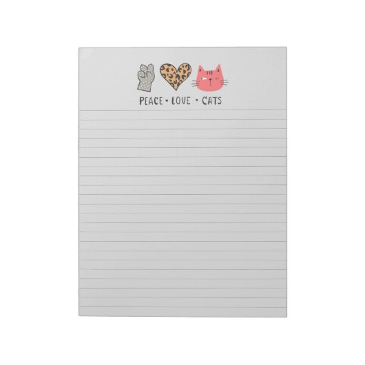 Peace Love Cats gevoerd Notitieblok (Linkerzijde)
