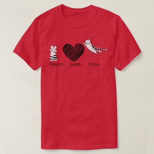 Peace Love Cats Hippy T-shirt (Design voorkant)