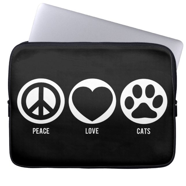 Peace Love Cats Laptop Sleeve (Voorkant)