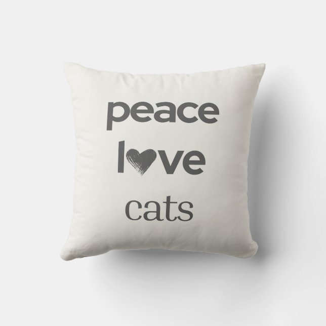 Peace Love Cats Modern Reversible Graphic Cat Mom  Kussen (Achterkant)
